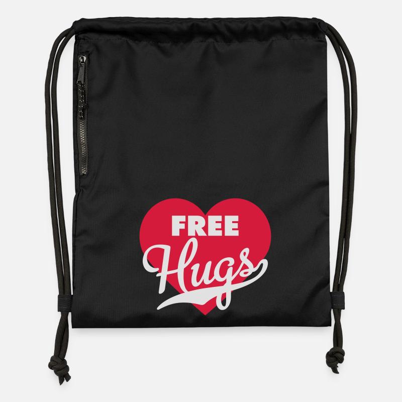 Free Hugs - Sac à cordon en polyester recyclé - noir