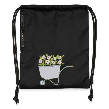 schubkarren blumen - Turnbeutel aus Recycling-Material - Schwarz - Vorne
