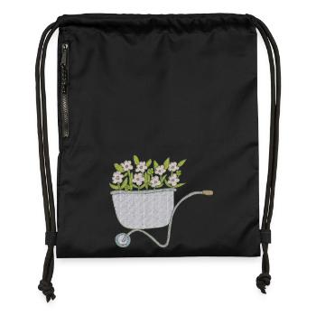 schubkarren blumen - Turnbeutel aus Recycling-Material - Schwarz - Vorne