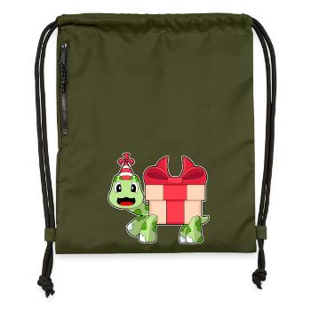 Forfait anniversaire Tortue - Sac à cordon en polyester recyclé - military green - Devant