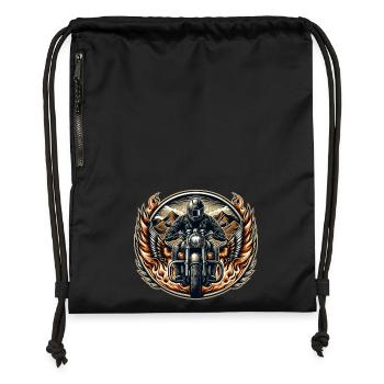 Logo de moto - Sac à cordon en polyester recyclé - noir - Devant