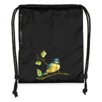 Bunter Vogel - Turnbeutel aus Recycling-Material - Schwarz - Vorne