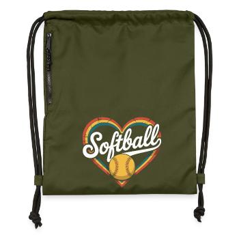 Herz Softball - Turnbeutel aus Recycling-Material - military Green - Vorne