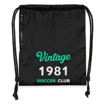 Vintage 1981 – Soccer Club Retro Geburtsjahr - Turnbeutel aus Recycling-Material - Schwarz - Vorne