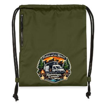 Freiheit auf vier Rädern Kastenwagen Camper - Turnbeutel aus Recycling-Material - military Green - Vorne