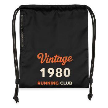 Idée cadeau d’anniversaire vintage du club de course à pied des années 1980 - Sac à cordon en polyester recyclé - noir - Devant