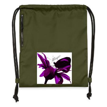 Magische Lilie in Violett - Turnbeutel aus Recycling-Material - military Green - Vorne