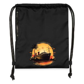 Vintage Ship Adventure - Turnbeutel aus Recycling-Material - Schwarz - Vorne