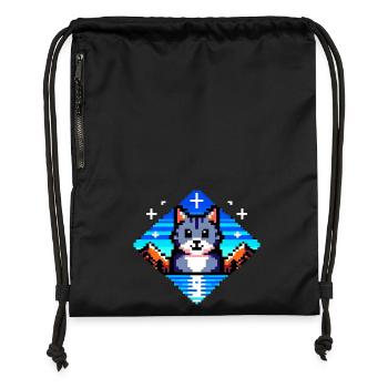 Pixel Cat - Gymsac made from recycled material - black - Front