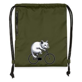 Vélo chat excentrique détendu détente détente - Sac à cordon en polyester recyclé - military green - Devant