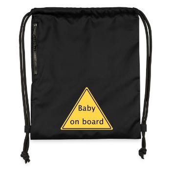 Bébé à bord - Sac à cordon en polyester recyclé - noir - Devant