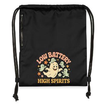 Batterie faible Humeur élevée parents Fantôme Drôle - Sac à cordon en polyester recyclé - noir - Devant
