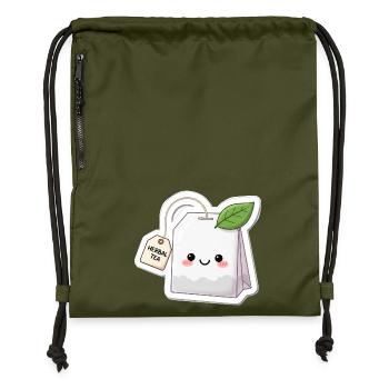 Kawaii Kräutertee Beutel Illustration - Turnbeutel aus Recycling-Material - military Green - Vorne