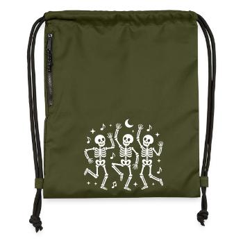 Moonlit Skeleton Dance - Gymsac made from recycled material - military green - Front