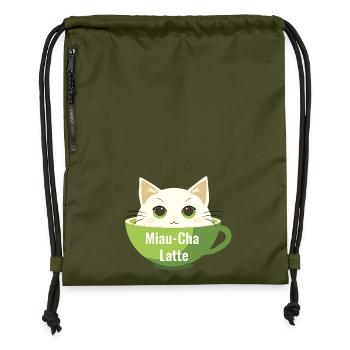 Miau-Cha Latte - Turnbeutel aus Recycling-Material - military Green - Vorne