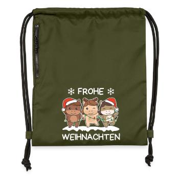 Joyeux cheval de Noël Chevaux de la veille de Noël - Sac à cordon en polyester recyclé - military green - Devant