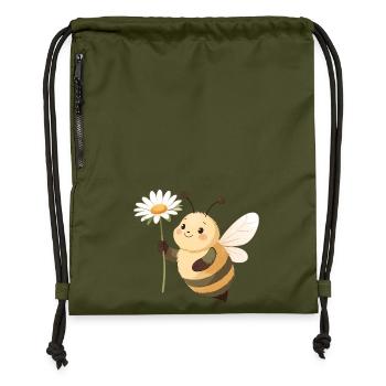 Blumenbiene Fröhliche Blume - Turnbeutel aus Recycling-Material - military Green - Vorne