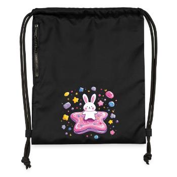 Little Rabbit on Pink Star Magic - Gymsac made from recycled material - black - Front