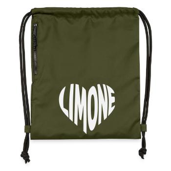 Conception en cœur de citron vert - Sac à cordon en polyester recyclé - military green - Devant
