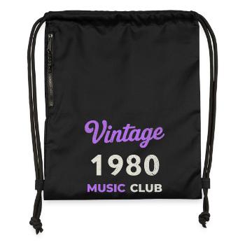Vintage Music Club des années 1980 Année de naissance rétro Vintage - Sac à cordon en polyester recyclé - noir - Devant