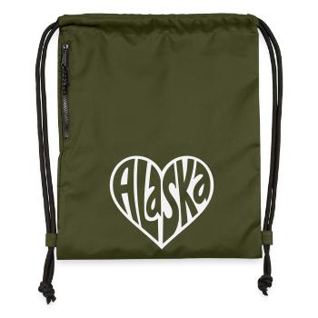 Alaska Heart Font - Gymsac made from recycled material - military green - Front
