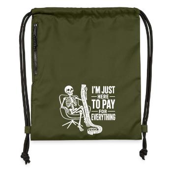 Je suis juste là pour payer tout ce qui touche à l’argent - Sac à cordon en polyester recyclé - military green - Devant
