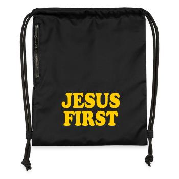 Jesus first - Sac à cordon en polyester recyclé - noir - Devant