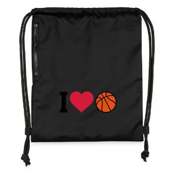 I love Basketball - Gymsac made from recycled material - black - Front