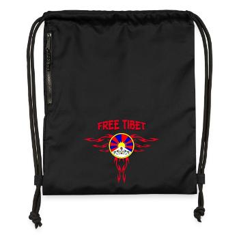 tibet libre (free tibet) - Sac à cordon en polyester recyclé - noir - Devant
