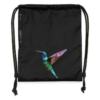 Colibri coloré - Sac à cordon en polyester recyclé - noir - Devant