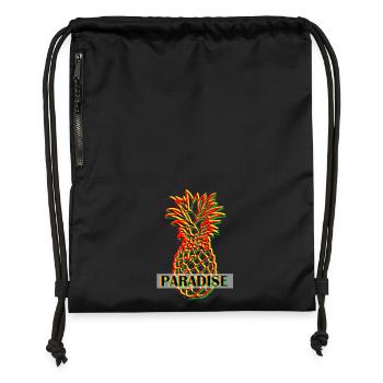 Pineapple in 3D look - Gymsac made from recycled material - black - Front