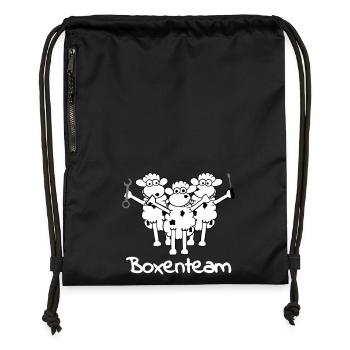boxenteam_text_w_3f - Gymsac made from recycled material - black - Front