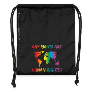 LGBT Gay Rights Are Human Rights, - Turnbeutel aus Recycling-Material - Schwarz - Vorne