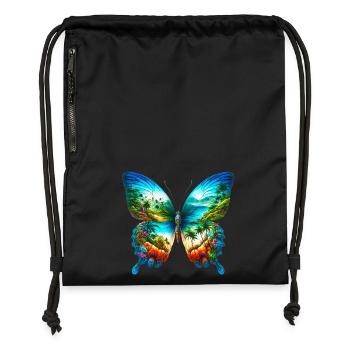 Butterfly - Gymsac made from recycled material - black - Front