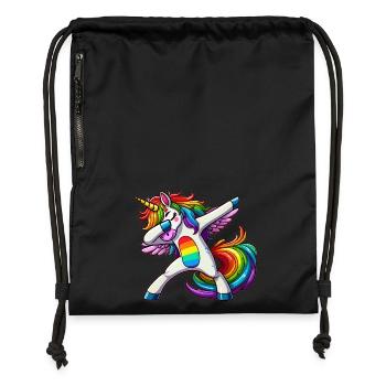 Dabbing Unicorn - Gymsac made from recycled material - black - Front