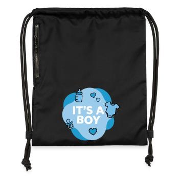 Es ist eine Babyparty für Jungen und Babys - Turnbeutel aus Recycling-Material - Schwarz - Vorne
