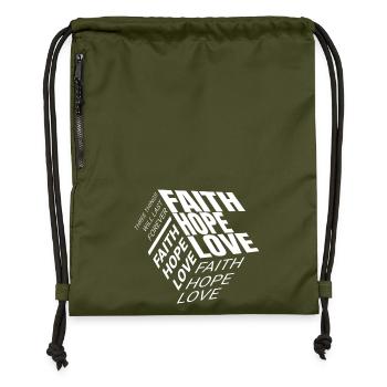 Foi Espoir Amour - Sac à cordon en polyester recyclé - military green - Devant