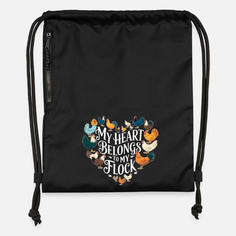 Mon cœur appartient à mon troupeau - Sac à cordon en polyester recyclé - noir