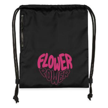 Flower Power Pink Font Design - Gymsac made from recycled material - black - Front