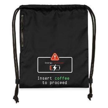 Coffee Energizer: Insert Coffee to Proceed - Gymsac made from recycled material - military green - Front