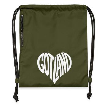Gotland Herz Schriftzug - Turnbeutel aus Recycling-Material - military Green - Vorne