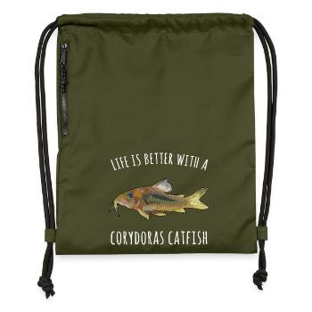 Corydoras Catfish Life Tee - Gymsac made from recycled material - military green - Front