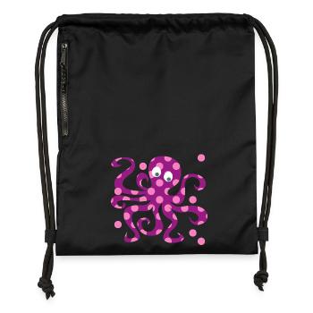 Nursery rose Octopus Dots Squid - Sac à cordon en polyester recyclé - noir - Devant
