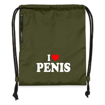 I love penis - Gymsac made from recycled material - military green - Front