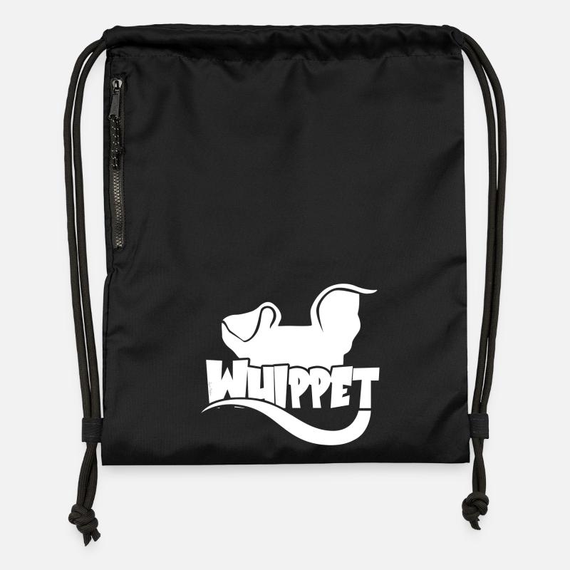 Whippet Silhouette - Weiß - Turnbeutel aus Recycling-Material - Schwarz