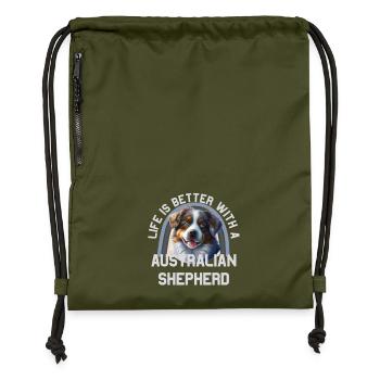 Australian Shepherd - Gymsac made from recycled material - military green - Front