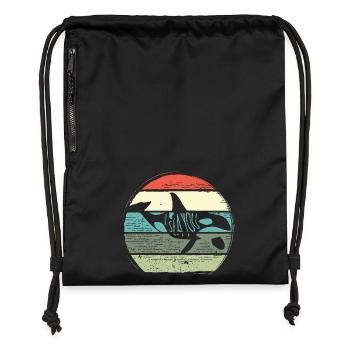 Cercle Retro du Coucher de la Baleine - Sac à cordon en polyester recyclé - noir - Devant