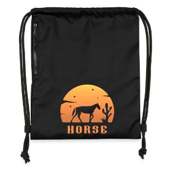 horse, cheval, western, cow-boy, country - Sac à cordon en polyester recyclé - noir - Devant