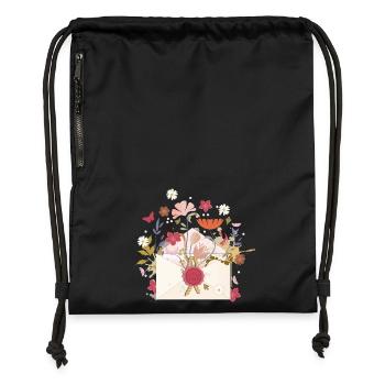 floraler Briefumschlag mit Blüten und Siegel - Turnbeutel aus Recycling-Material - military Green - Vorne
