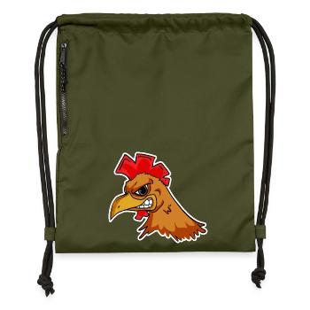 Huhn Kopf - Turnbeutel aus Recycling-Material - military Green - Vorne